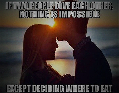 A happy anniversary meme with a couple watching the sunset together, captioned with 'Still in love'.