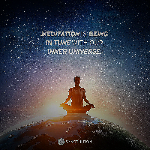 Image of a person meditating with a quote overlay - inspirational quote for work