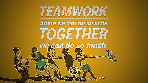 Motivated team working together