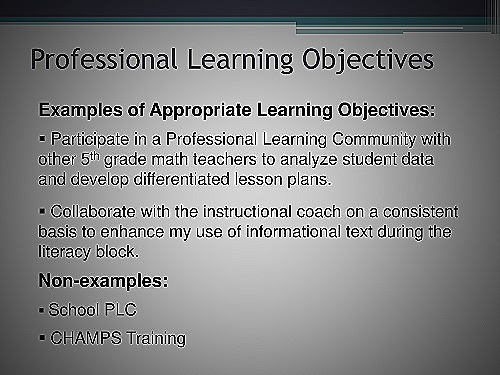 Professional Learning Objectives Examples - professional learning objectives examples