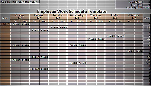 19/30 work schedule - 19/30 work schedule